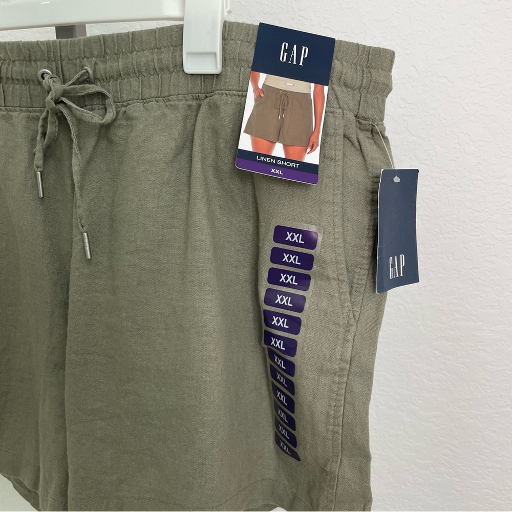 Gap Women's Comfy Cool Linen Blend Drawstring Summer Shorts in Vetiver Size XXL - Picture 3 of 10